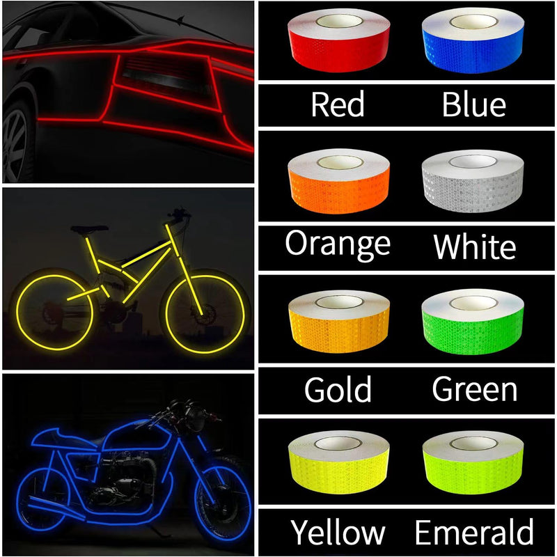 8 Rolls of 8 Colors High-Visibility Reflective Tape - Waterproof Self-Adhesive Safety Stickers for Outdoor Nighttime Visibility, Trailers, Clothing, Vehicles (1 in x 80 ft.) | Reflective stickers, night safety, waterproof, self adhesive. For clothing, ...
