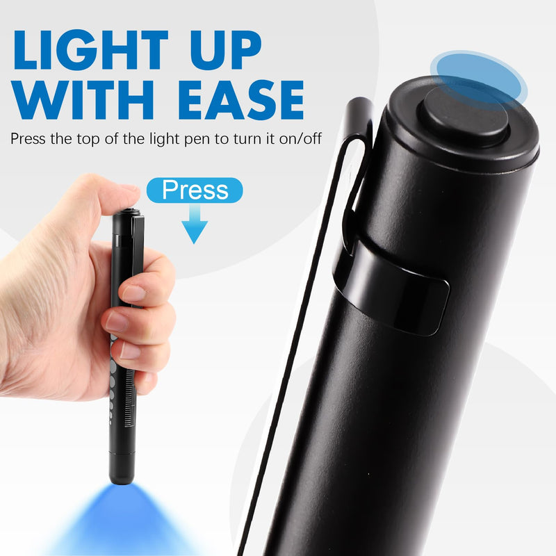 [Australia - AusPower] - Jeemiter Cobalt Blue LED Professional Medical Penlight PenLite with Metal Clip for Ophthalmologists Doctors Nurses and Eye Examiner 