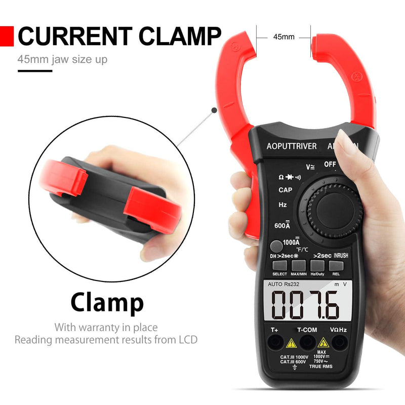 [Australia - AusPower] - Clamp Meter AP-570N TRMS 6000 Counts Clamp Meter AC DC Clamp Meter with Automatic Range, Resistance, Cap, Hz, Duty Cycle, Temperature, Inrush Current Test 