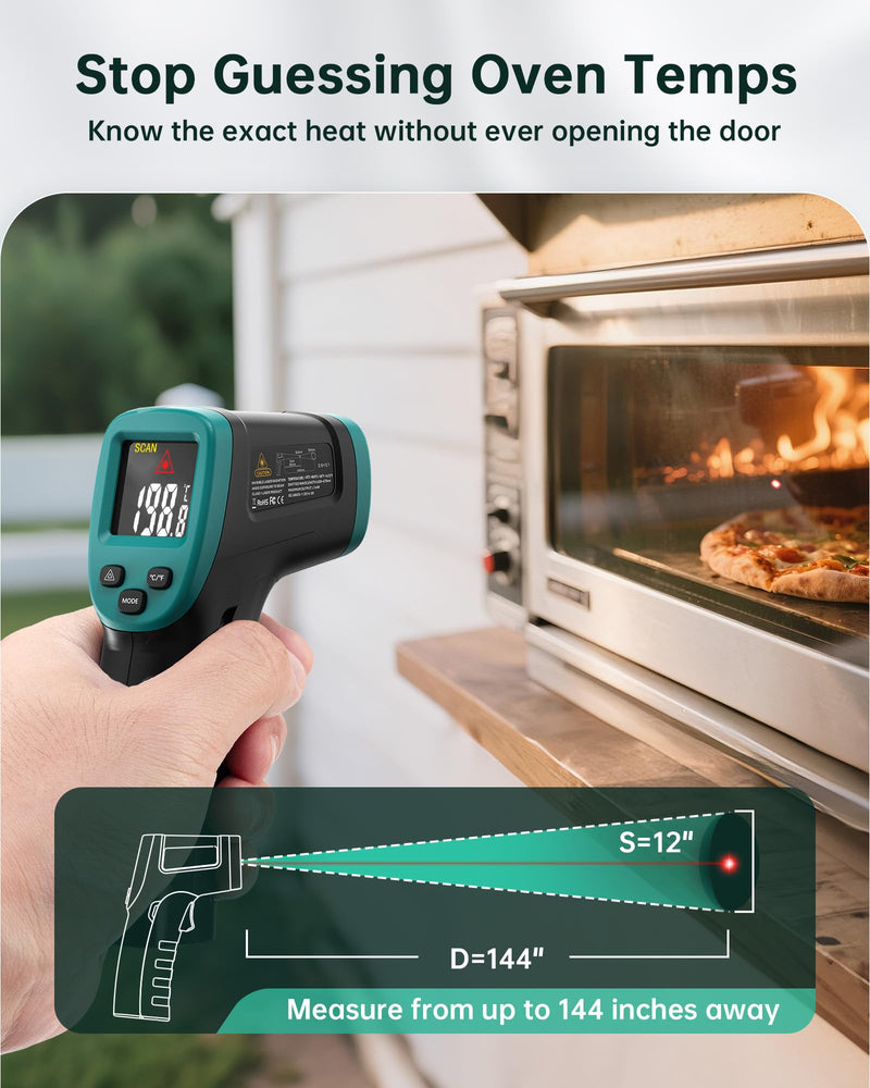 [Australia - AusPower] - ERICKHILL ROOKMAX Infrared Thermometer Gun, Non-Contact Laser, Adjustable Emissivity, Color LCD, -58°F to 1472°F (-50°C to 800°C), for HVAC, Cooking & BBQ, Automotive, Freezer - Dark Green 