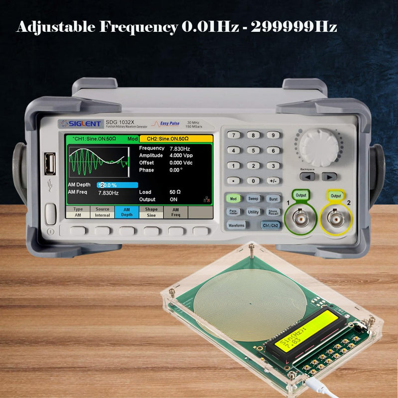 7.83Hz Schumann Resonance Generator, Adjustable Sine Wave Frequency Generator for Healing (0.01Hz-299999Hz) with Acrylic Case, USB Powered Signal Generator for Relaxation, Stress Relief & Better Sleep