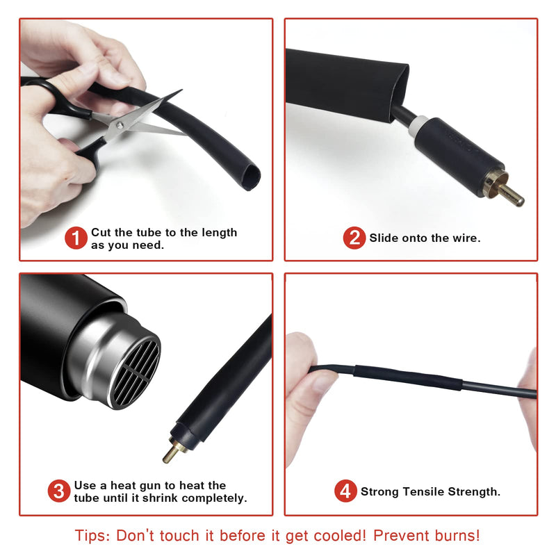 [Australia - AusPower] - 1/4" Heat Shrink Tubing, 32.8 Ft 3:1 Dual Wall Adhesive Lined Heat Shrink Tube, Marine Grade Waterproof Shrink Wrap Tubing, Electrical Industrial Automotive Sealing Shrink Tube for Wire Insulation 1/4" - 32.8FT Black 