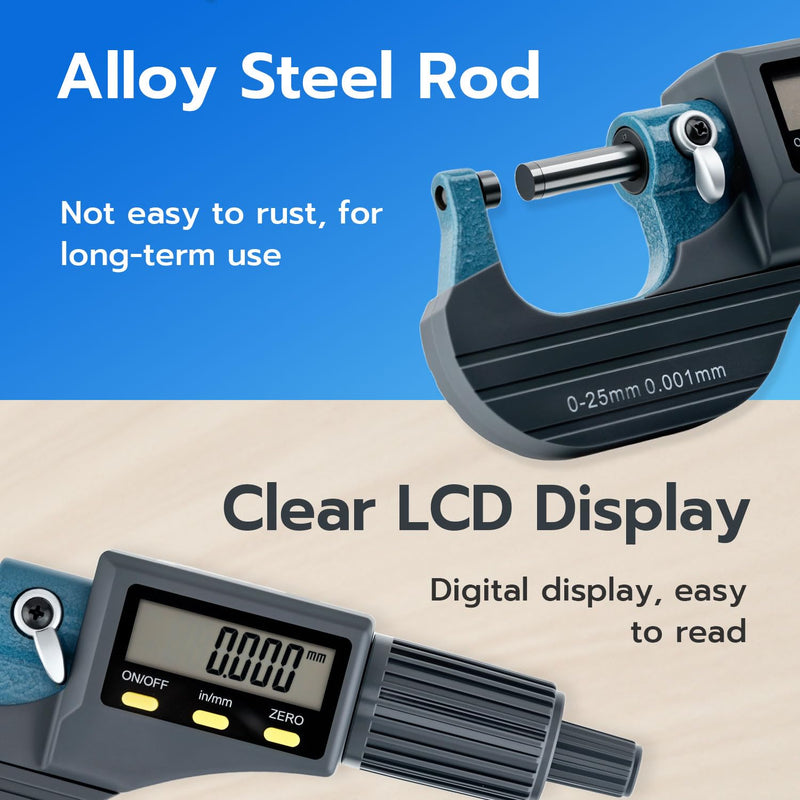 [Australia - AusPower] - Mcbazel Micrometer LCD Digital Outside Micrometer 0-25 mm, 0.001 mm Resolution 