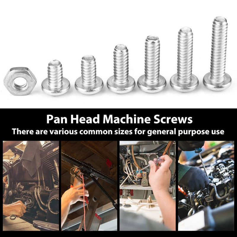 [Australia - AusPower] - 140pcs Set #10-24 Cross Pan Head Screws Stainless Steel Machine Bolts Nuts Pan Head Machine Screws Screws Assortment Set with Plastic Storage Box Assortment kit 