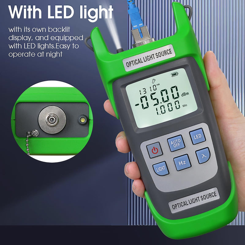 [Australia - AusPower] - A-D1315 Optical Light Source, Optical Fiber Tester Single Mode Dual Wavelength 1310nm 1550nm 270Hz 1000Hz 2000Hz SC/FC/ST/LC Interface Fiber Optic Light Source with LED Lighting with LC Adapter 