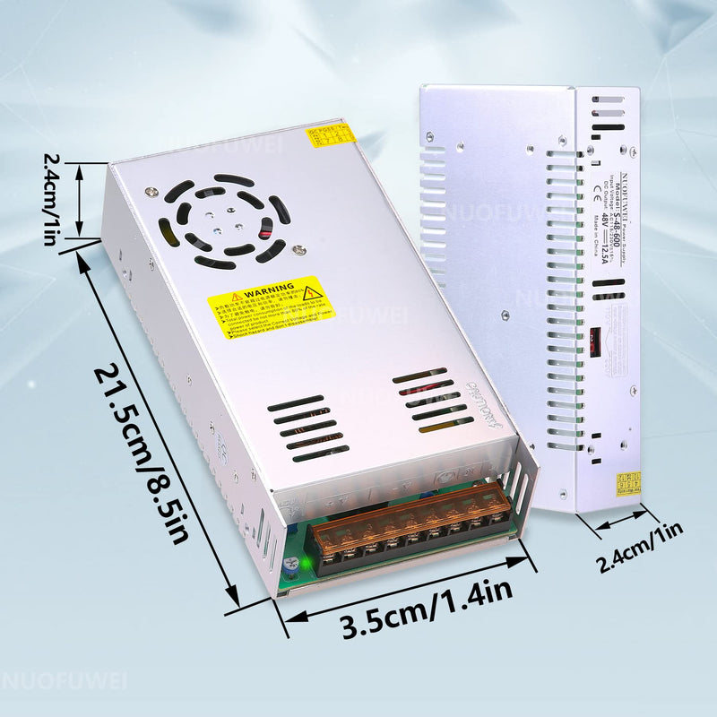 DC 48V 12.5A 600W Power Supply 230V AC to DC 48 Volt Power Supply | 12.5A 600W Switch Power Supply Transformer Adapter for 48V Drive Sensor System Lamp Meter Controller Servos Electric Motor 48 V, 12.5 A, 600 W