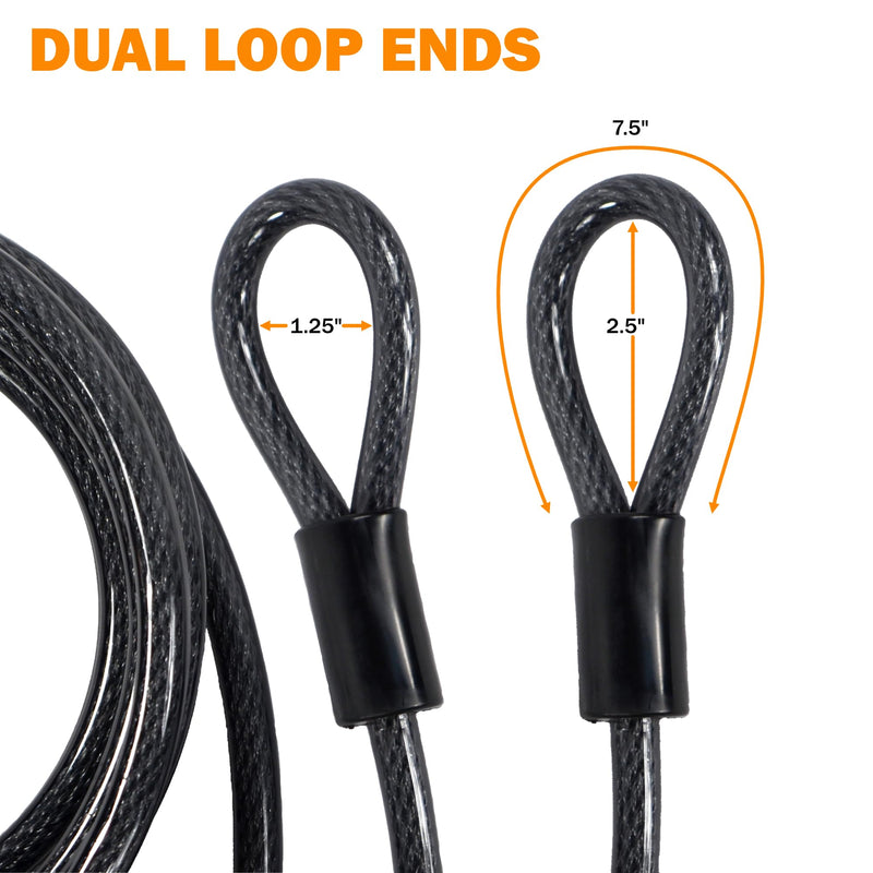 [Australia - AusPower] - Lumintrail 12mm (1/2 inch) Heavy-Duty Security Cable, Vinyl Coated Braided Steel with Sealed Looped Ends (4', 7', 10', 15' or 30') (7-FT) 7-FT 