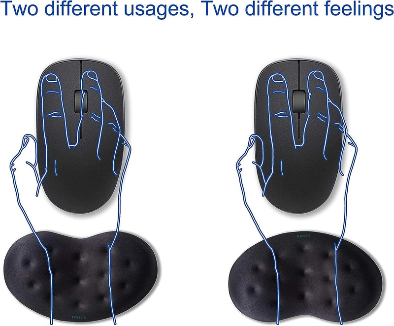 [Australia - AusPower] - BRILA Ergonomic Memory Foam Mouse Wrist Rest Support Pad Cushion for Computer, Laptop, Office Work, PC Gaming - Massage Holes Design - Wrist Pain Relief (Black Mouse Wrist Rest) Black Mouse Wrist Rest 