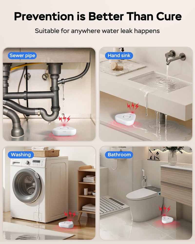 [Australia - AusPower] - Water Alarm Leak Detector,Water Leak Detectors for Home with App Alerts,Water Sensor Alarm Leak Detector with 120db Adjustable,500ft Transmission for Basement,Bathroom,No Hub Required (Support 2.4G) Water Detector-3pcs 
