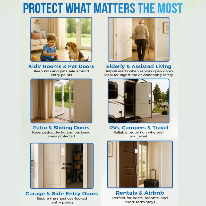 Door Alarms When Opened – 130 dB Loud Door & Window Alarm, 1.2” Wide Gap Sensor, Instant & Delay Alerts, 3 Volume Levels, AAA Batteries Included, Low Battery Alert, 4 Pack