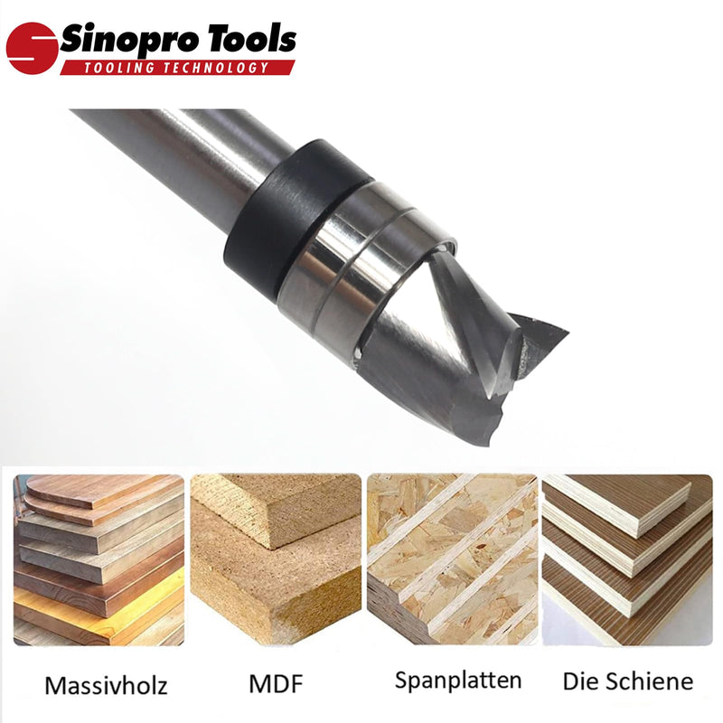 [Australia - AusPower] - Sinoprotools Spiral Cutter 8 mm Shank Solid Carbide Milling Cutter 3 Flute Up Cut Groove Cutter 12 mm Cutting Diameter 10 mm Cutting Length Flush Profile Cutter for Wood Edges Flush for Milling or 8x12x10mm 