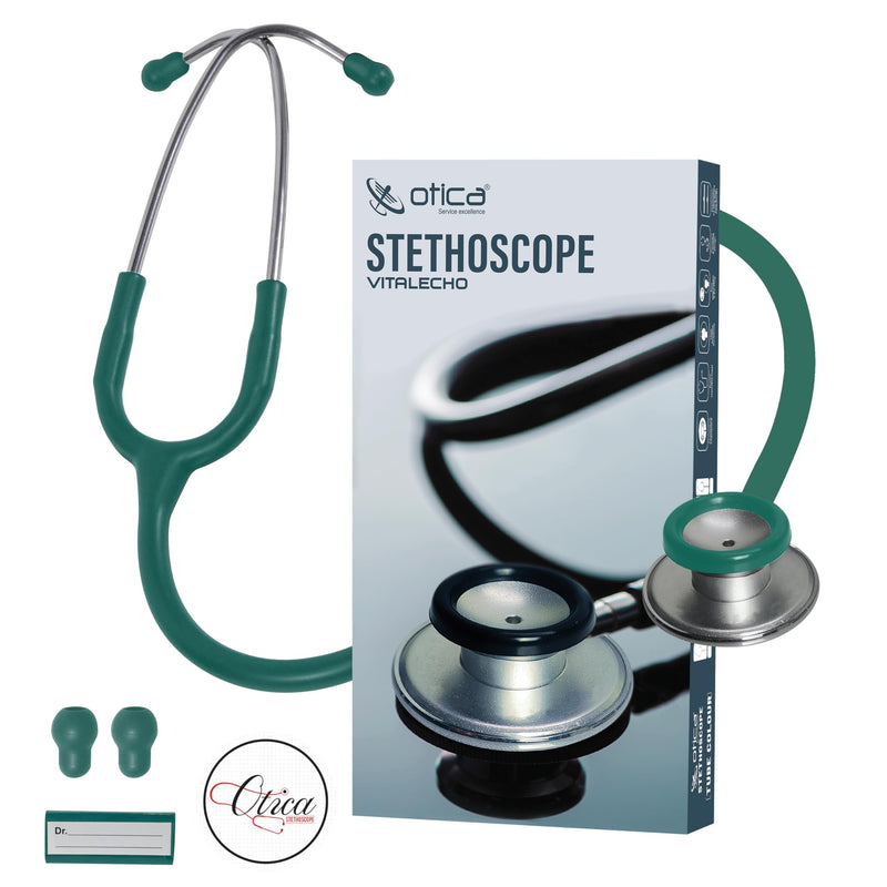 [Australia - AusPower] - Acoustic Lightweight Stethoscope for Doctors, Nurses, Students, Home Health Use, Adult, Dual Head, Aluminum Chestpiece (Green) Green 