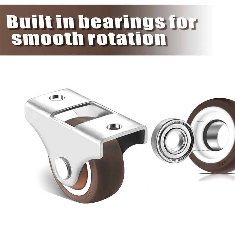 [Australia - AusPower] - Caster Wheels Rigid Fixed Non Swivel Casters, Top Plate Fixed Caster, Rubber casters (8 Pcs, 1.5 Inch) 8 