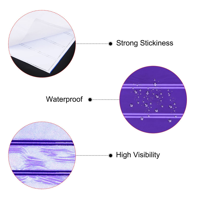 PATIKIL Reflective Stickers, 20 Pack 1 x 4.5" Waterproof Adhesive High Visibility Night Caution Warning Safety Tape Strips for Backpacks Bikes Helmets, Purple