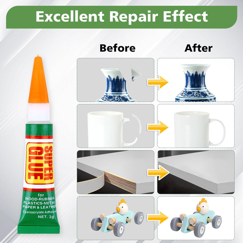[Australia - AusPower] - 24 X 3g Super Glue Clear, Strong Adhesive,Super glue Fast Drying Cyanoacrylate Glue for Wood,Rubber,Leather, Plastic, Metal, Rhinestone Jewelry, DIY Crafts 24 X 3g 