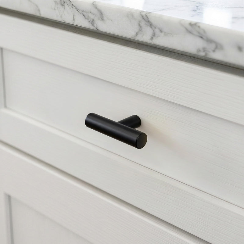 LONTAN 30 Pack Black Cabinet Knobs, Modern T Bar Single Hole Cabinet Hardware for Dresser Cupboard Kitchen Bathroom Black T Bar Knob