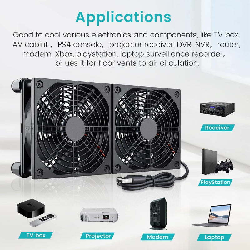Wathai 240mm Router Cooling Fan for Computer Cooler Small Box 5V USB | USB Powered Multi Speed Electronics Cooling Pad, Modem Receiver TV Box Amplifier Receiver Stand, Small Computer Fans 240mm USB fan