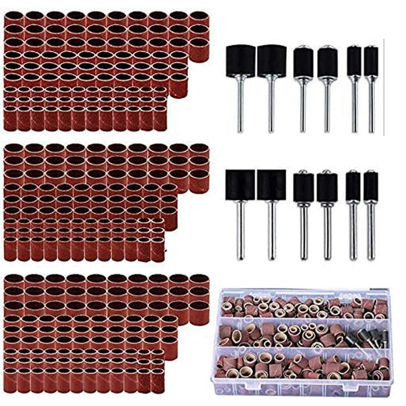 338-Piece Sanding Sleeve Set with, 80 120 320 Grit Sanding Drum Set with 1/2 3/8 1/4 Inch Sanding Mandrels for Dremel Accessory Tools
