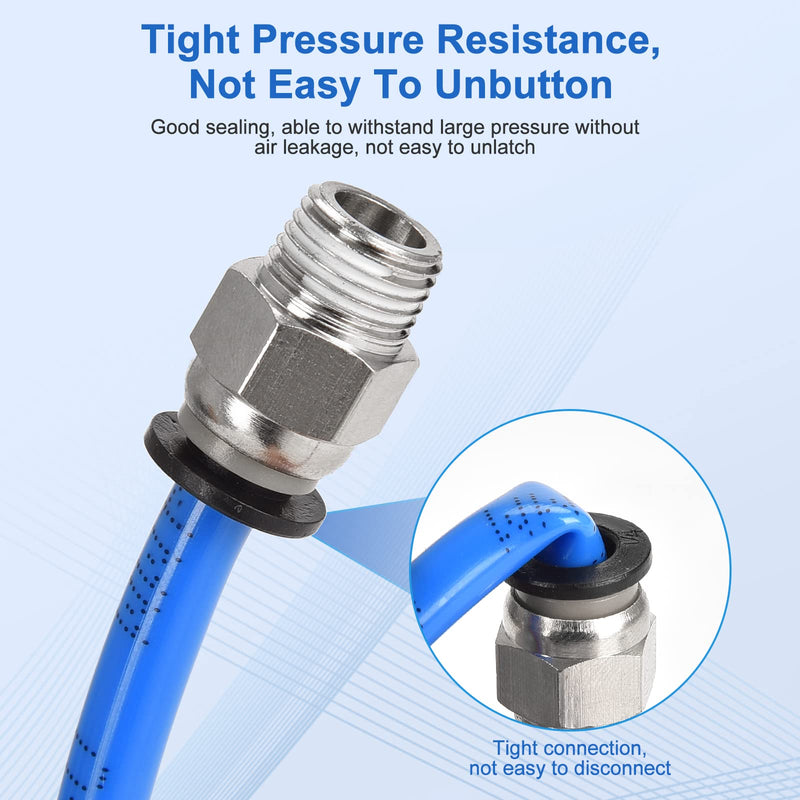 [Australia - AusPower] - 12 Pcs Push to Connect Fittings 1/4 Inch Tube OD x 1/8 Inch NPT Thread Pneumatic Male Straight and Elbow Quick Connect Air line fittings 1/4"OD x 1/8"NPT 