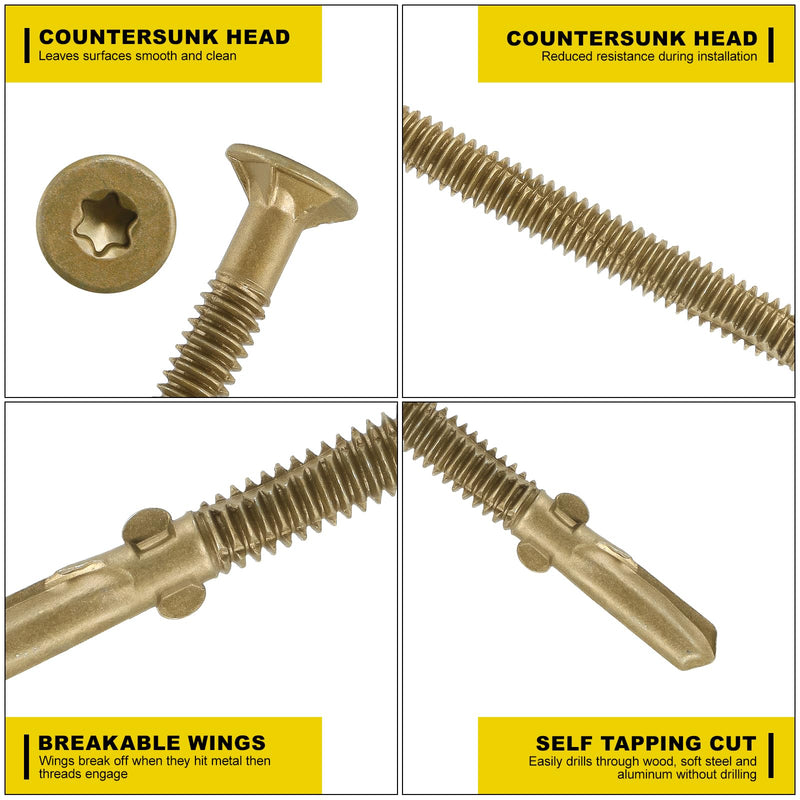 [Australia - AusPower] - #12 x 2" Trailer Deck Screws, Self-Drilling Screws for Metal, 79Pcs T25 Star Bits Reamer Tek Screws for Trailers, for Attaching Wood to Steel or Aluminum #12 x 2in 79Pcs 