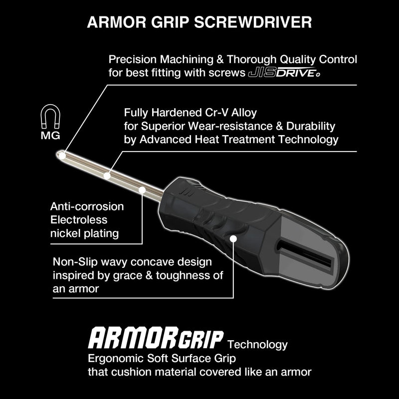 [Australia - AusPower] - VESSEL - ARMOR GRIP™ Screwdriver Cross Point 4PC. Set (JISDRIVE) No.550APH4PBU 