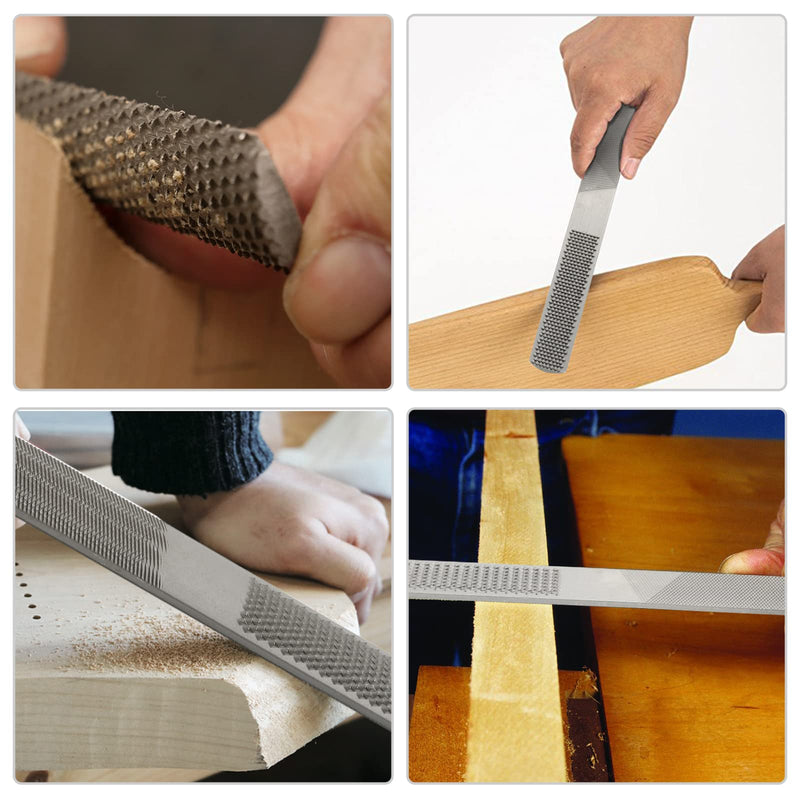 [Australia - AusPower] - Litoexpe 2 Pack 8 Inch 4 Way Premium Grade High Carbon Hand File, Round Rasp, Half Round Flat, Needle Files for Sharping Wood and Metal Tools 