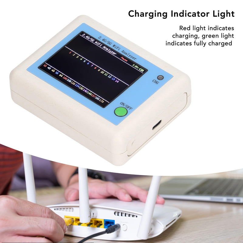 [Australia - AusPower] - Analyzer, 2.4G 5G Analyzer, 2.4 Inch TFT Color Screen Scanner Network Analyzer with Light Indication, Battery Display, Long Standby 