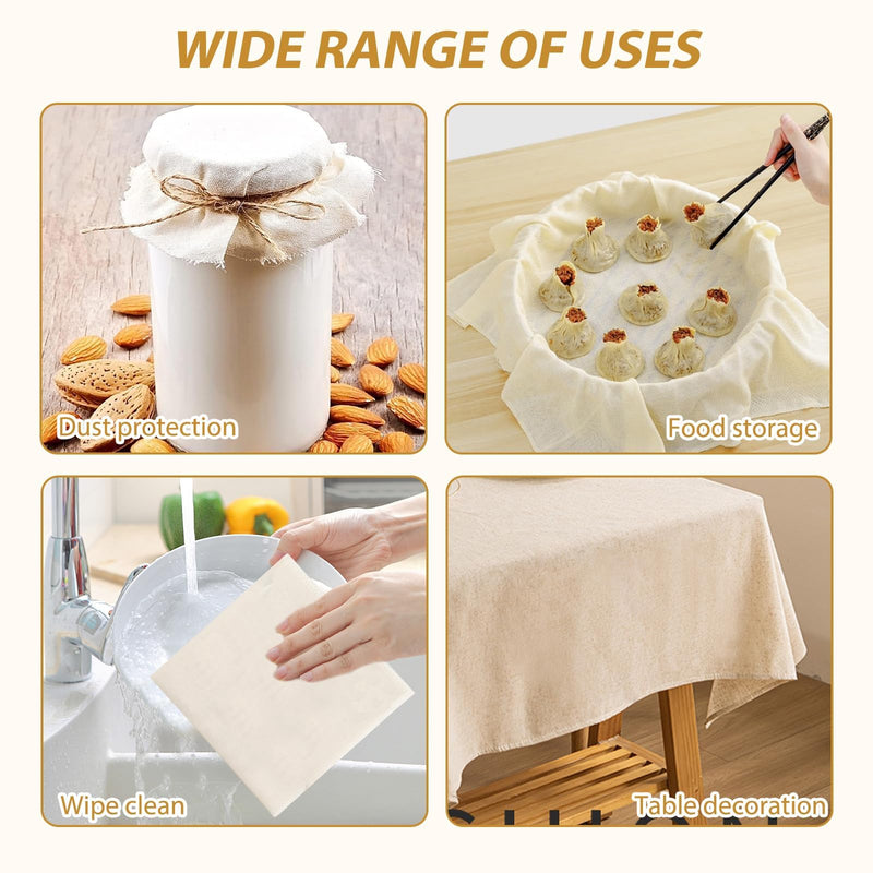 Pack of 8 Straining Cloth 50 x 50 cm - Washable Cheese Cloth, Fine Gauze Cloth for Filtering Juice, Cheese, Tea, Nut Milk, Soup, Yoghurt & Tofu - Reusable Straining Cloth for Kitchen & Household