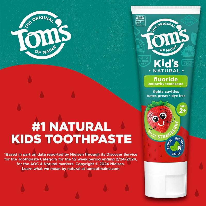 Toms Of Maine Silly Strawberry Childrens Anticavity Fluoride Toothpaste, 5.1 Ounce - 6 per case. 5.1 Ounce (Pack of 6)
