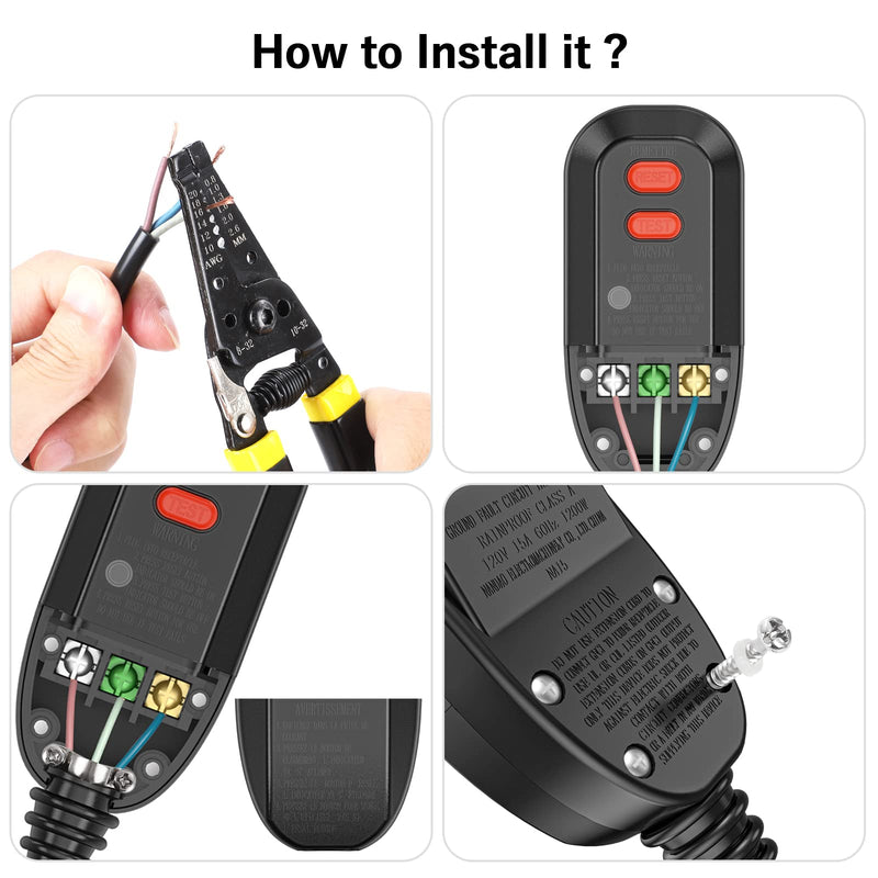 [Australia - AusPower] - GFCI Replacement Plug Assembly Auto Reset 15 Amp 3 Prongs, 5 Years Warranty, Waterproof, Ground Fault Circuit Interrupter Safety Plug for Pressure Washer, Hot Tub, Air Conditioner, Hair Dryer Black 15Amp 3Prongs 