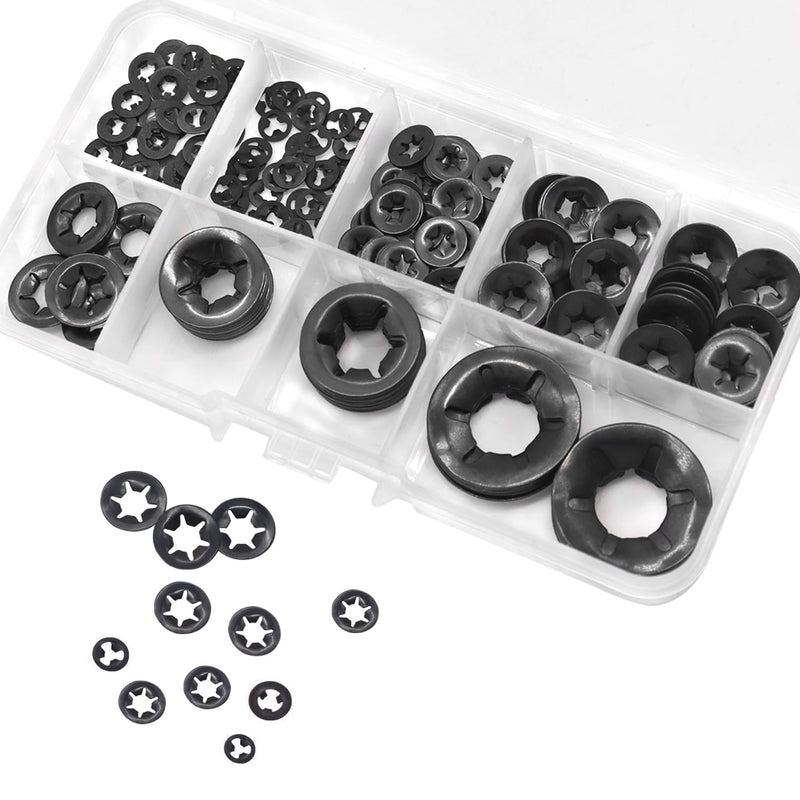 [Australia - AusPower] - Ruipaba 265PCS Internal Tooth Starlock Washers 9 Size Push On Locking Washers Speed Clips Fasteners Assortment Kit 9 sizes 
