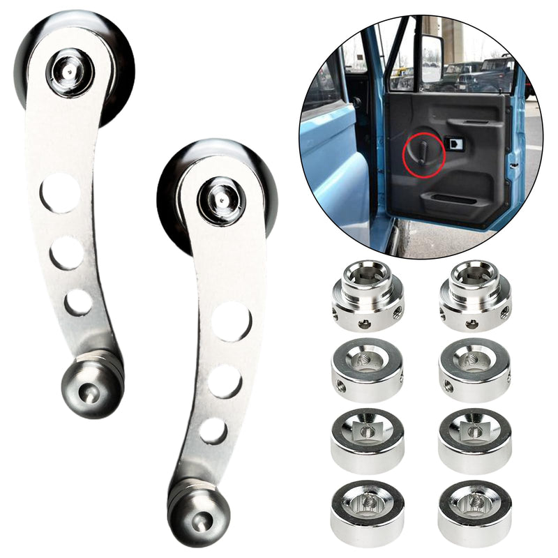 [Australia - AusPower] - 2Pcs Car Window Crank Handle, Aluminum Billet Car Wagon Door Window Winder with Hex Wrench and Screws, Window Riser Winder Crank Replacement Fit for Classic Car (Silver) Silver 