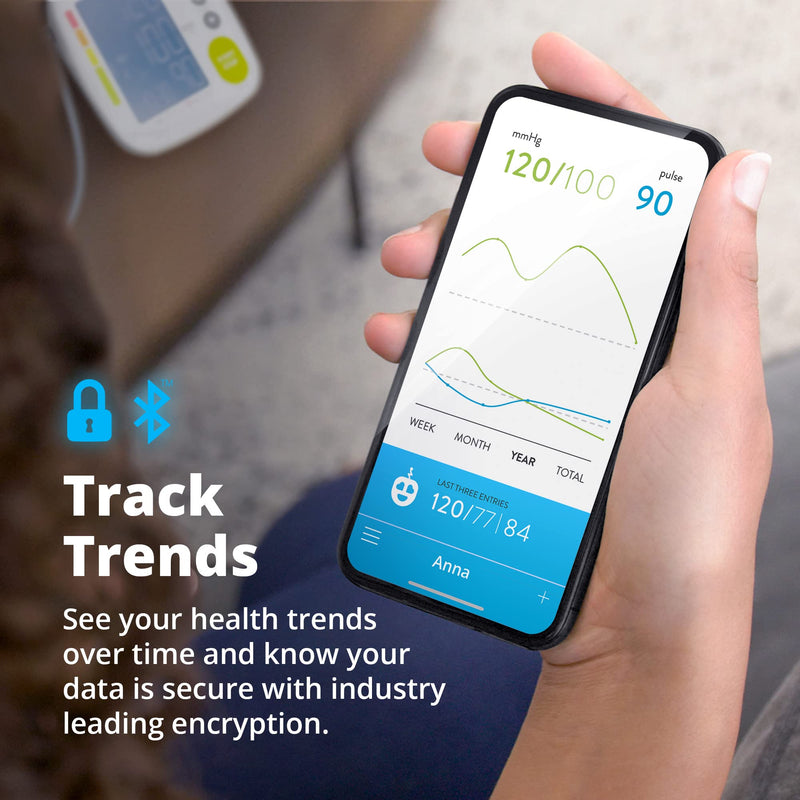 [Australia - AusPower] - Greater Goods Bluetooth Blood Pressure Monitor with Upper Arm Cuff, BP Meter with Large Display, Tubing and Device Bag Included 