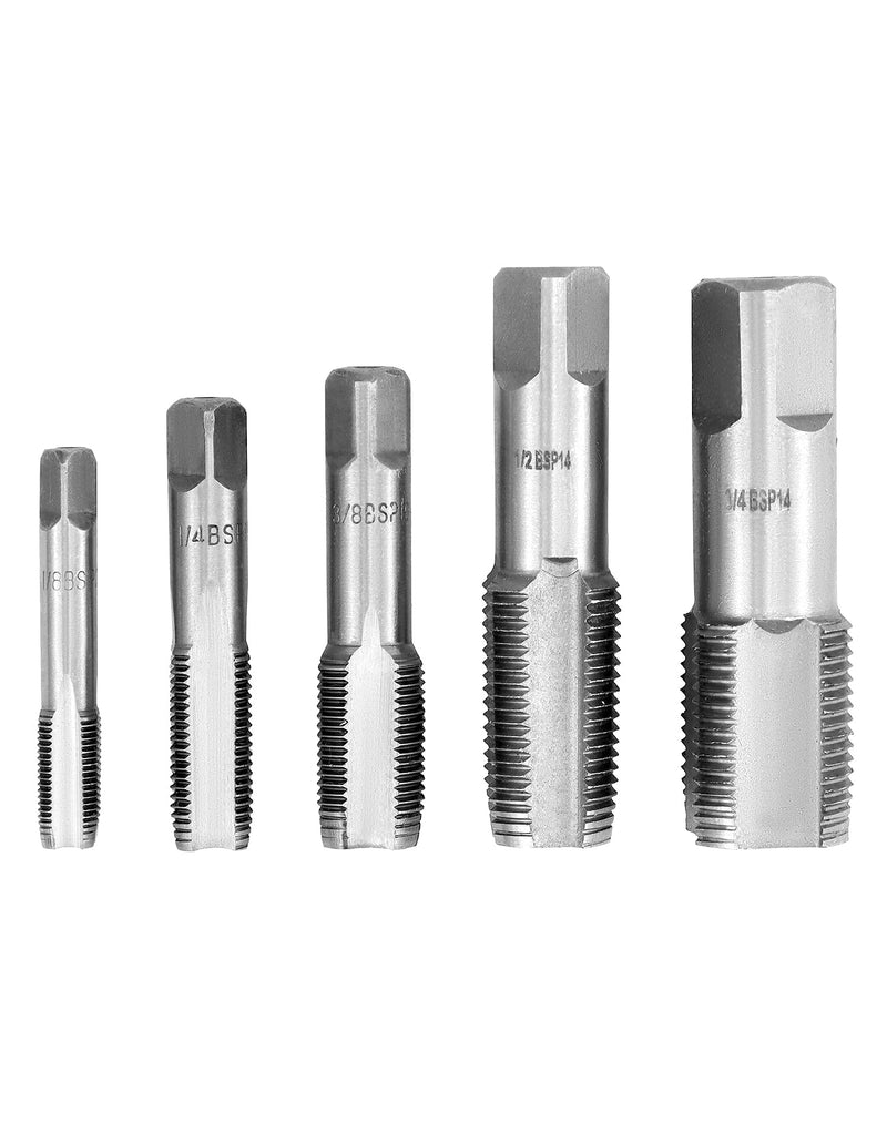 [Australia - AusPower] - QWORK® 5 Pieces 55° Steel Tap, Pipe Tap Set, Suitable for Water Pipe Connections, Car Repair and Machines, G1/8 G1/4 G3/8 G1/2 G3/4 