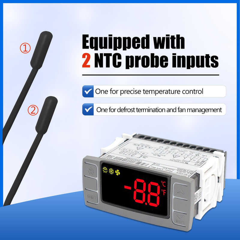 [Australia - AusPower] - XR06CX-4N1F1 Digital Temperature Controller, Compatible with Dixell Commercial Refrigerators & Freezers 120V 50-60hz, Programmable Digital Thermostat with Sensor Probe & Mounting Hardware 