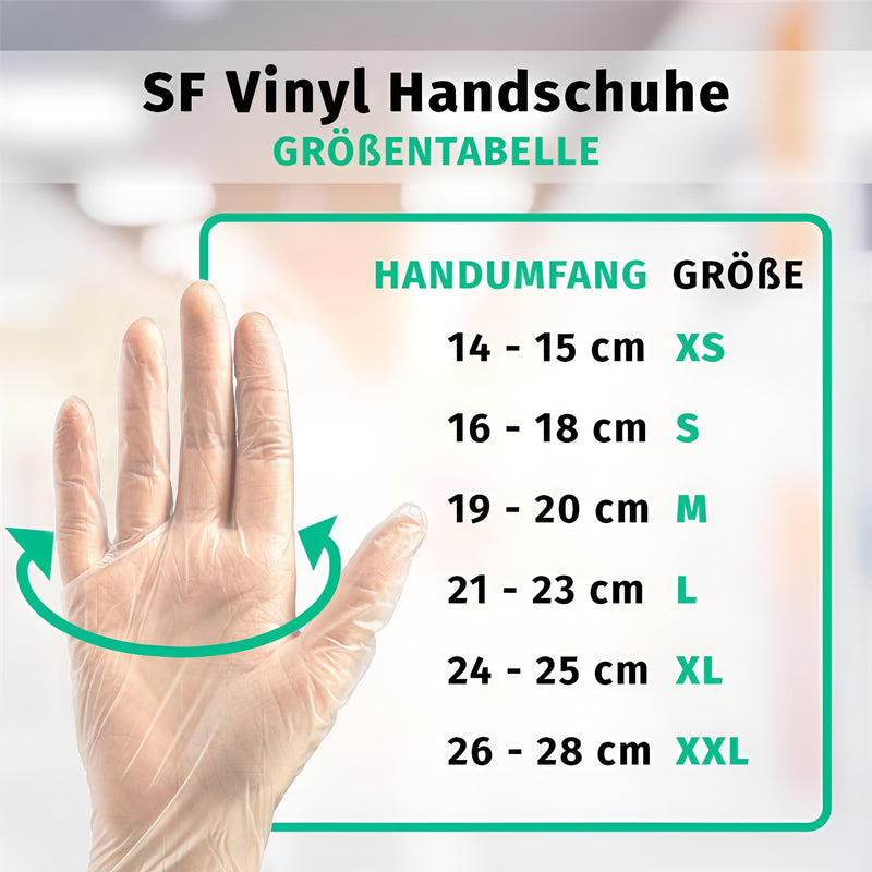 Vinyl Gloves Box of 100, Disposable Examination Gloves, Powder-Free Vinyl Gloves, Latex-Free, Non-Sterile, Medium, Transparent | Latexfreie Einweghandschuhe für Pflege, Untersuchung, Reinigung, Küche, Kosmetik und Haushalt; für Gewerbe und Alltag