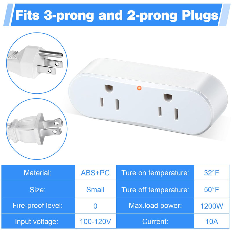 [Australia - AusPower] - 2 Packs Thermostatically Controlled Outlet, On at 32°F/Off at 50°F Plug in Thermostat Controlled Outlet Switch for Heater, Waterproof Temperature Control Outlet Extension Cord for Freeze Protect 