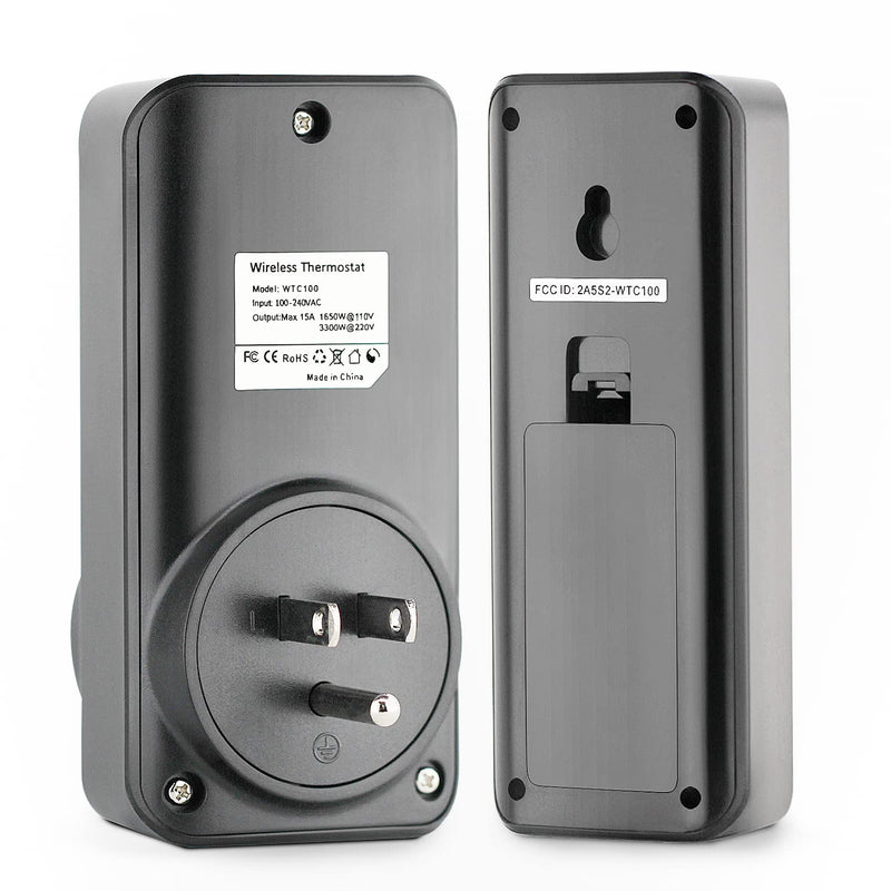 [Australia - AusPower] - DIGITEN Temperature Controller Wireless Thermostat Outlet Greenhouse Thermostat Wine Cooler Plug-in Temperature Controller Reptile Temperature Control Outlet Remote Control Tempreature Build-in Sensor 2. Black 