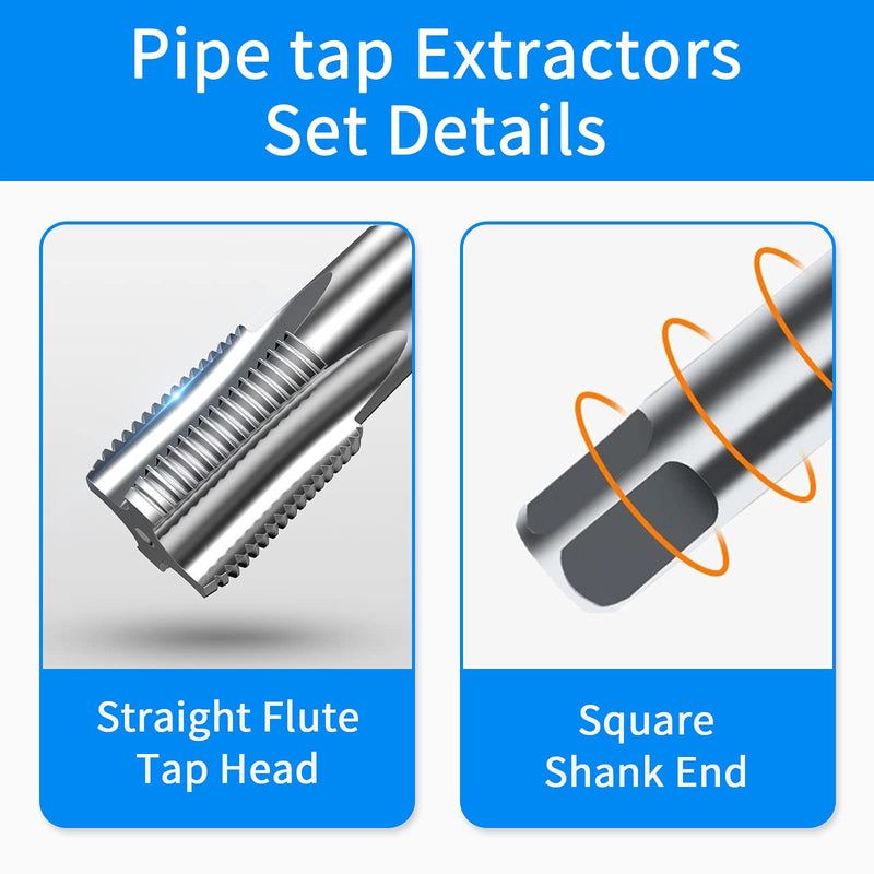 [Australia - AusPower] - 5 Piece BSP Pipe Tap Set, 1/8", 1/4", 3/8", 1/2", 3/4" BSP Tap Set, Carbon Steel, Hand Tap Set for Accurate Threads, Various 3/4, 1/2, 3/8, 1/4, 1/8 