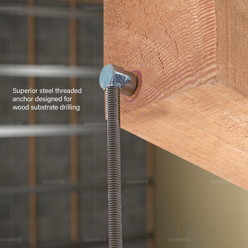 Sammys 8021957-25 1/4 x 2'' Horizontal Rod Anchor Super Screw with 3/8 in. Threaded Rod Fitting, for Wood (Pkg.=25) , Zinc 1/4 x 2"