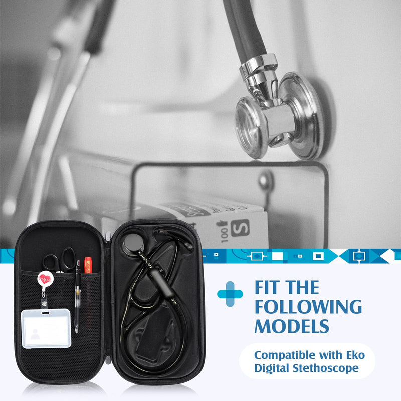 [Australia - AusPower] - 5pcs Digital Stethoscope Case Kit Nurse Gift Include Carrying Case, Medical Scissors, Badge Holders Badge Holders, Marker Pen, Gel Pen for Nurse Compatible Digital or Cardiology Stethoscope 