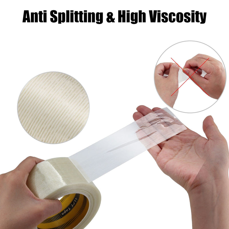 LLPT Filament Strapping Tape Fiberglass Reinforced 1" x 36 Yards Each 5.9 Mil 4 Pack Heavy Duty Packing Tape for Mailing Shipping Boxes Bundling (FST2533TT04) 1" x 36 yds
