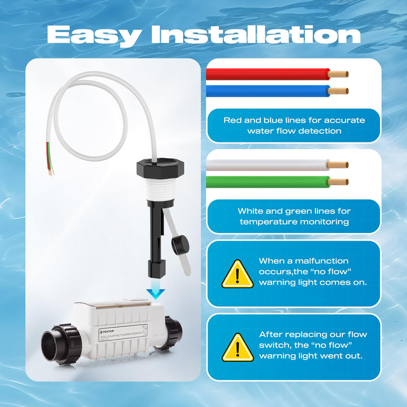 [Australia - AusPower] - Flow Switch Replacement Part 520736 for IntelliChlor IC40, IC20, IC60, IC15 Salt Chlorinator Generator Cell - 4-Wire Connection Pool Flow Sensor Switch 