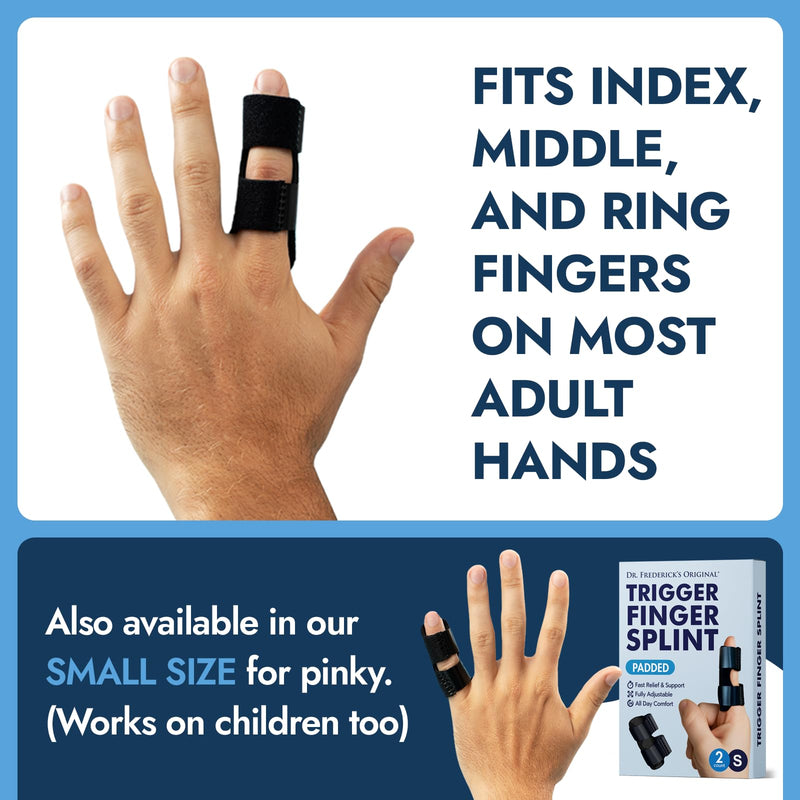 [Australia - AusPower] - Dr. Frederick's Original Trigger Finger Splint - 2ct - Mallet Finger Splint - Finger Brace for Arthritis, Injury, Sprain - Fits Index, Middle, & Ring Finger Pain Regular (2 Splints) 