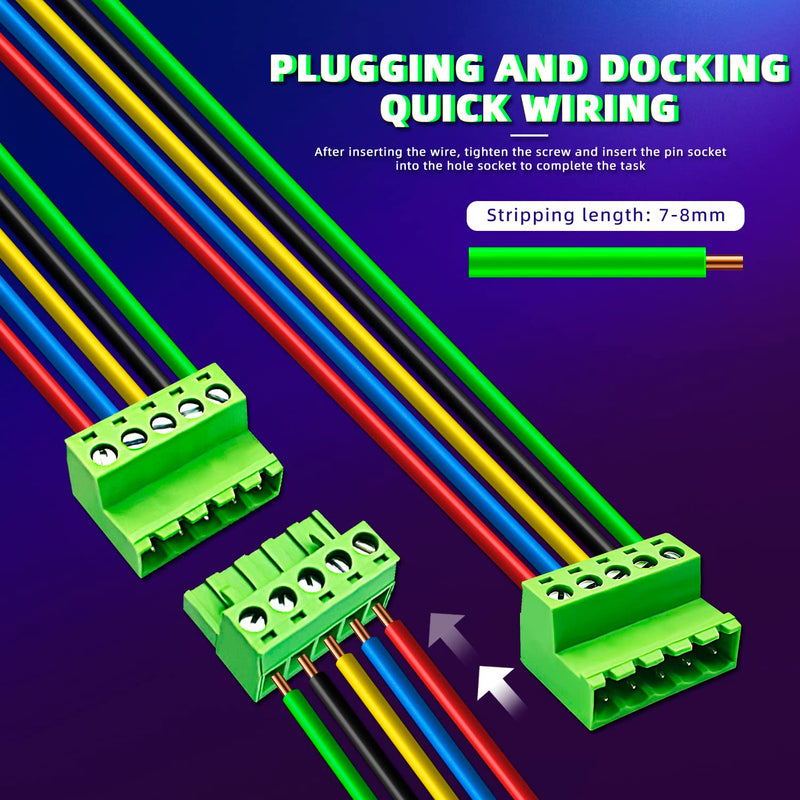 [Australia - AusPower] - 10pairs 5 Pin 5.08mm Pitch PCB Mount Screw?10Pcs 5 Pin Phoenix Type Connector PCB Mount Screw Terminal Block Connector with 10Pcs 5 Pin Plug 5.08mm 5 Pin 