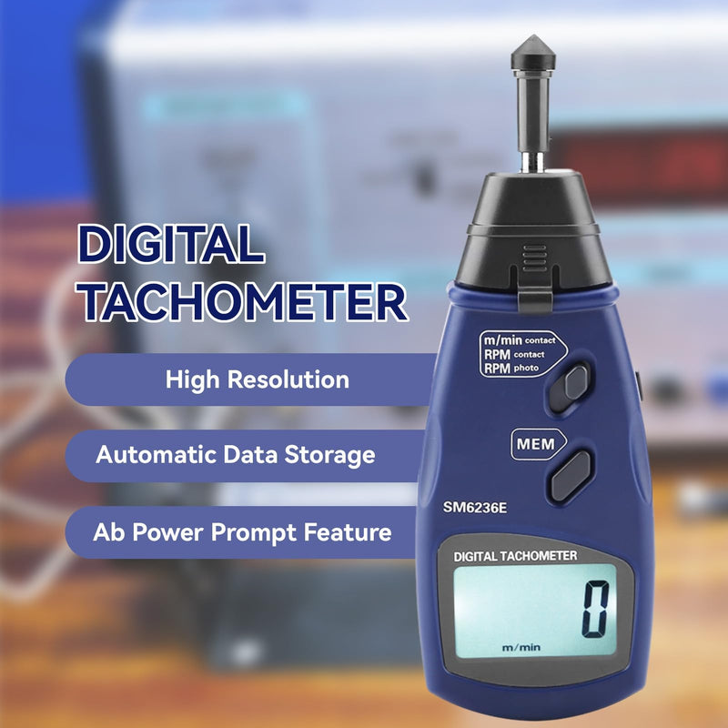 [Australia - AusPower] - Digital Tachometer, SM6236E Rotation Meter 5 Digits 18 Mm LCD Handheld Tachometer Professional Motor Rotation Speed Tester Meter 