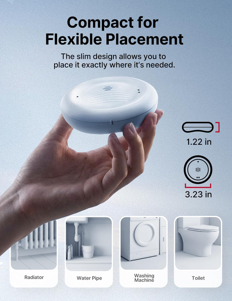 X-Sense Wi-Fi Water Leak Detector Kit, Smart Water Sensor Alarm with App Alerts and Ultra-Slim Design, Water Alarm Leak Detector for Basements, Model SWS0B, 3 Packs