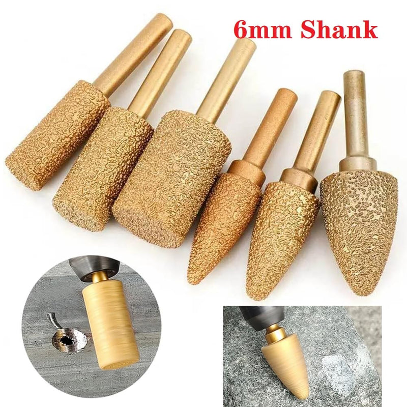 Diamond Grinding Head 25mm Cylinder Type 6mm Round Handle Coarse Grit Polishing Burr for Wood Stone Carving Metal Grinding Stainless Steel Deburring Ceramic Trimming (1 Piece)
