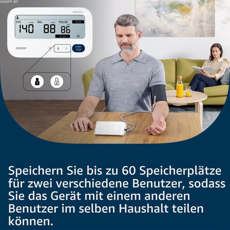 OMRON M3 Comfort AFib - Automatic Upper Arm Blood Pressure Monitor, Atrial Fibrillation Detection + IntelliWrap Cuff, Triple Measurement, 2× Memory - Perfect for Home & Prevention