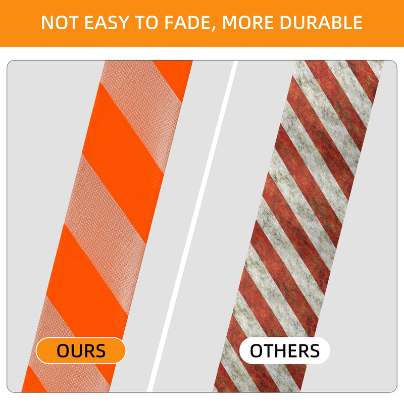 Notoke 2 Rolls Flagging Tape with Orange Silver Stripes, 1 inch x 300ft Non Adhesive PVC Marking Ribbon Surveyors Tape for Hunting Trail Boundaries Hazardous Areas Marking Halloween Party Decors